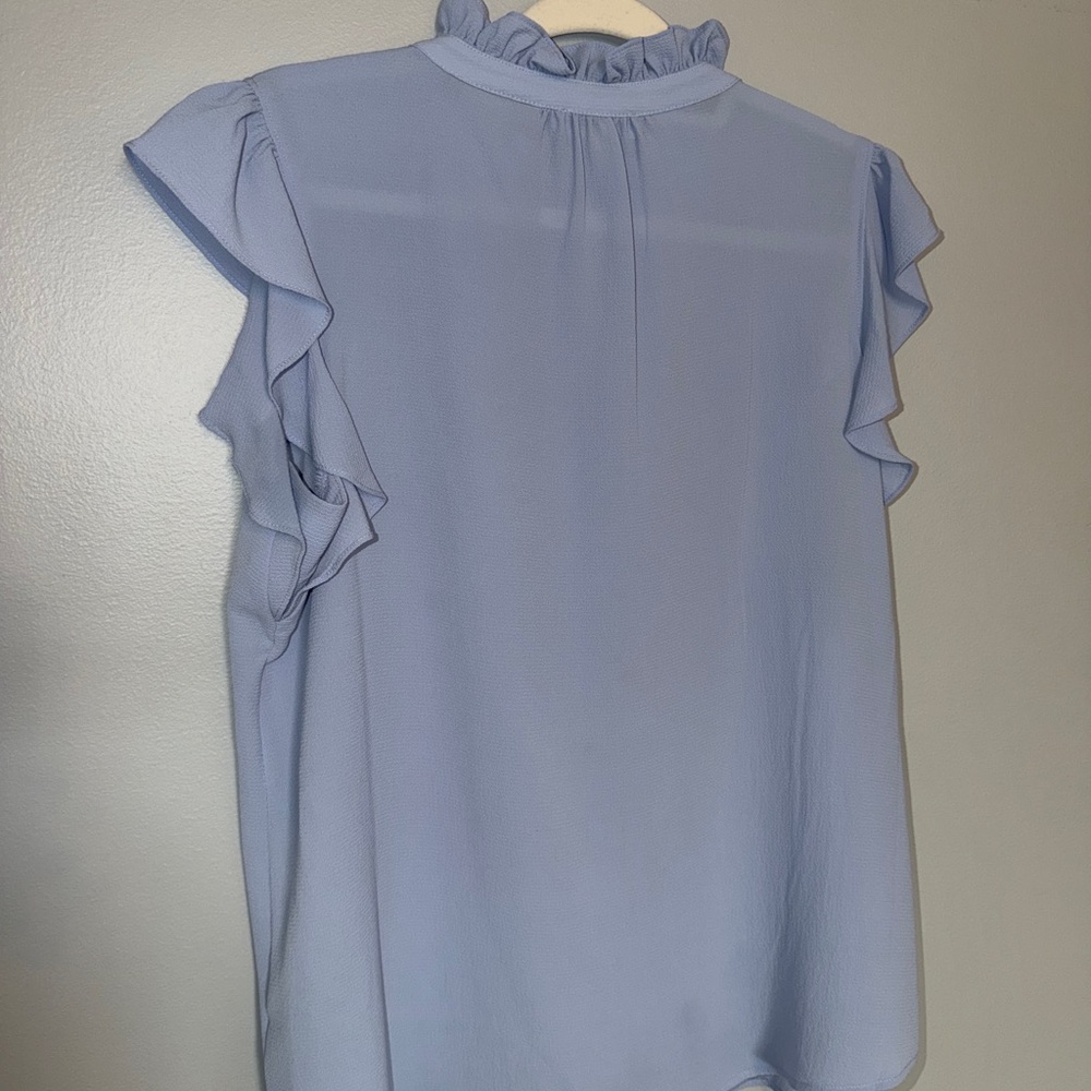 Calvin Klein Light Blue Ruffle Sleeve Top - Picture 2 of 3